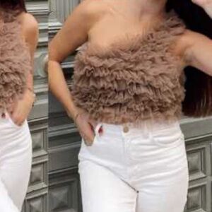 Zara Dark blush organza top, M